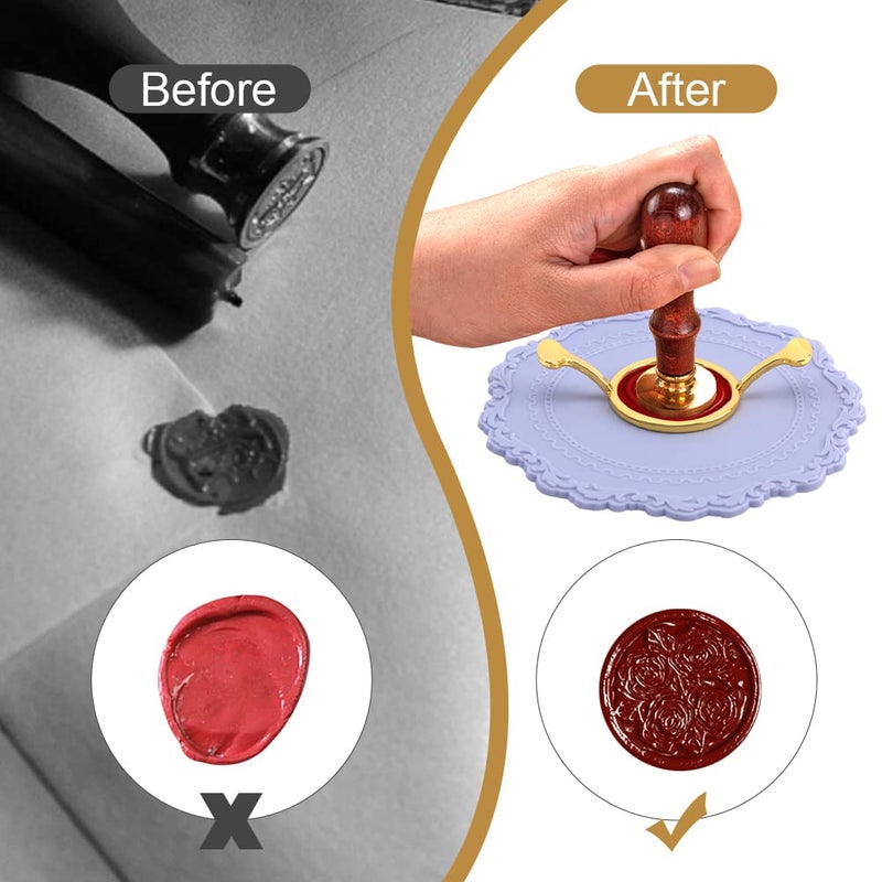 Restynic Wax Seal Stamp Kit - 3 Metal Molds & Silicone Mat | DIY Envelope Seals for Wedding Invitations, Gift Wrapping & Cards | Ideal for Crafting Enthusiasts - Image 2